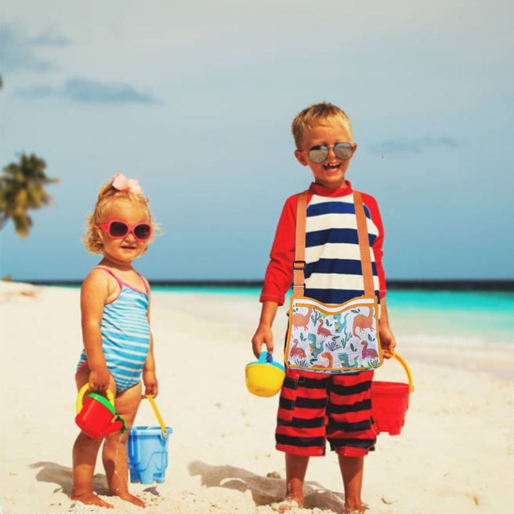 Children Beach Mesh Bag Kids Outdoor Net Storage Bag with Adjustable Strap Kids Sand Crossbody Bag for Toy