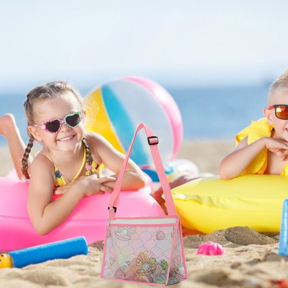 Children Beach Mesh Bag Kids Outdoor Net Storage Bag with Adjustable Strap Kids Sand Crossbody Bag for Toy