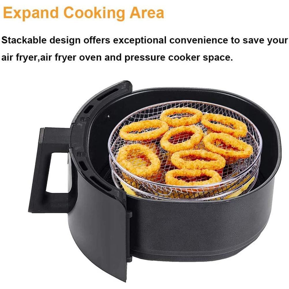 3 Pcs/Set Air Fryer Rack for 4.2QT-5.8QT Air Fryer Three Stackable Dehydrator Racks Stainless Steel Air Fryer Stand Air Fryer Accessories