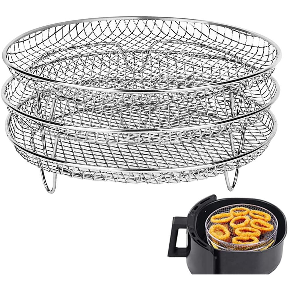 3 Pcs/Set Air Fryer Rack for 4.2QT-5.8QT Air Fryer Three Stackable Dehydrator Racks Stainless Steel Air Fryer Stand Air Fryer Accessories