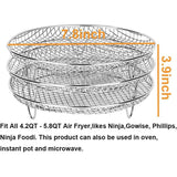 3 Pcs/Set Air Fryer Rack for 4.2QT-5.8QT Air Fryer Three Stackable Dehydrator Racks Stainless Steel Air Fryer Stand Air Fryer Accessories - Rear View