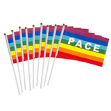 50/100Pcs Mini Peace Flag Rainbow Pacifist Flag Hand Held Polyester Peace Flag