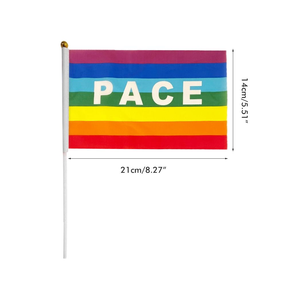 50/100Pcs Mini Peace Flag Rainbow Pacifist Flag Hand Held Polyester Peace Flag