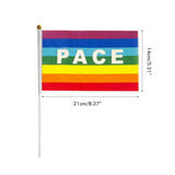50/100Pcs Mini Peace Flag Rainbow Pacifist Flag Hand Held Polyester Peace Flag - Side View