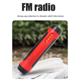 Portable Hand Crank Flashlight with Alarm FM Radio Function 1800mAh LED Generator Flashlight for Home Outdoor Camping Hiking - Rear View