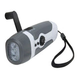 Hand Crank Charging Flashlight with 3 LED Light FM Radio Alarm for Travel Camping Mining Disaster - Front View