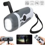 Hand Crank Charging Flashlight with 3 LED Light FM Radio Alarm for Travel Camping Mining Disaster