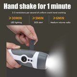 Hand Crank Charging Flashlight with 3 LED Light FM Radio Alarm for Travel Camping Mining Disaster
