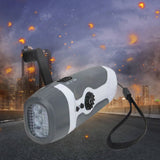 Hand Crank Charging Flashlight with 3 LED Light FM Radio Alarm for Travel Camping Mining Disaster