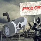 Hand Crank Charging Flashlight with 3 LED Light FM Radio Alarm for Travel Camping Mining Disaster - Extra Image