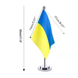 Ukraine Table Flag Ukrainian Desk Flag with Stick and Base Decoration for Home Office Meeting Room - Side View
