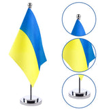 Ukraine Table Flag Ukrainian Desk Flag with Stick and Base Decoration for Home Office Meeting Room - Top-Down View