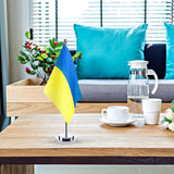Ukraine Table Flag Ukrainian Desk Flag with Stick and Base Decoration for Home Office Meeting Room - Extra Image