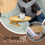 Clip On Tray Sofa Table Portable Couch Arm Tray Table Natural Bamboo Sofa Armrest Clip On Tray for Eating and Drink - 45-Degree Angle