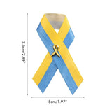 Ukrainian Flag Peace Knot Brooch Blue Yellow Ribbon Badge Pins for Clothes Backpack Hat Bag - Front View