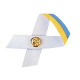 Ukrainian Flag Peace Knot Brooch Blue Yellow Ribbon Badge Pins for Clothes Backpack Hat Bag - Side View
