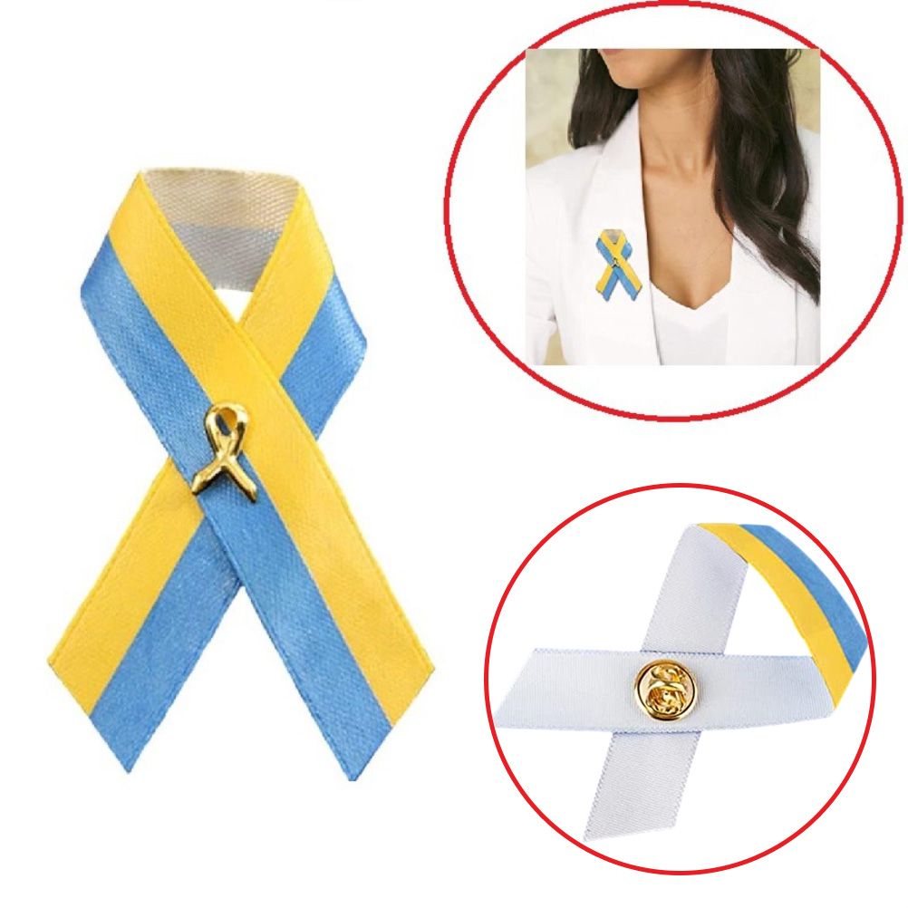 Ukrainian Flag Peace Knot Brooch Blue Yellow Ribbon Badge Pins for Clothes Backpack Hat Bag