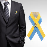 Ukrainian Flag Peace Knot Brooch Blue Yellow Ribbon Badge Pins for Clothes Backpack Hat Bag - Close-Up Angle