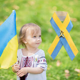 Ukrainian Flag Peace Knot Brooch Blue Yellow Ribbon Badge Pins for Clothes Backpack Hat Bag - Low Angle
