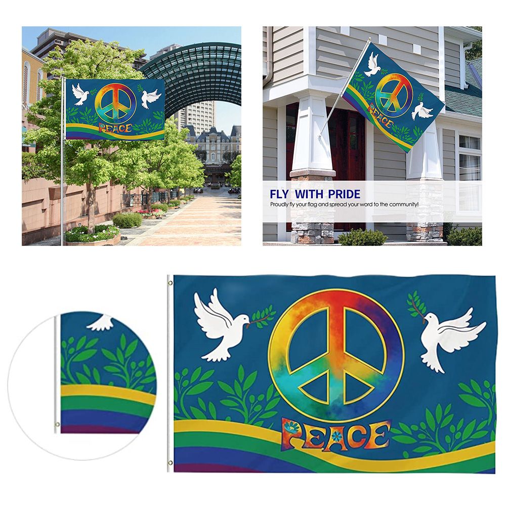 World Peace Flag 90 x 150 cm Large Polyester Peace Flag for Backyard Garden Playground