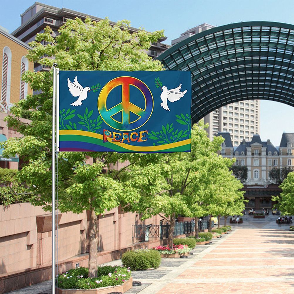World Peace Flag 90 x 150 cm Large Polyester Peace Flag for Backyard Garden Playground