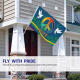 World Peace Flag 90 x 150 cm Large Polyester Peace Flag for Backyard Garden Playground - Close-Up Angle