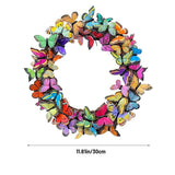 Artificial Butterfly Wreath Outdoor Decorative Welcome Wreath for Front Door Wall Window Spring Party Decoration - Front View