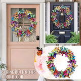 Artificial Butterfly Wreath Outdoor Decorative Welcome Wreath for Front Door Wall Window Spring Party Decoration - Side View