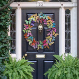Artificial Butterfly Wreath Outdoor Decorative Welcome Wreath for Front Door Wall Window Spring Party Decoration