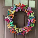 Artificial Butterfly Wreath Outdoor Decorative Welcome Wreath for Front Door Wall Window Spring Party Decoration - Close-Up Angle