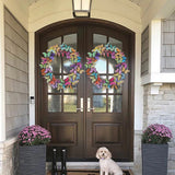 Artificial Butterfly Wreath Outdoor Decorative Welcome Wreath for Front Door Wall Window Spring Party Decoration - Low Angle