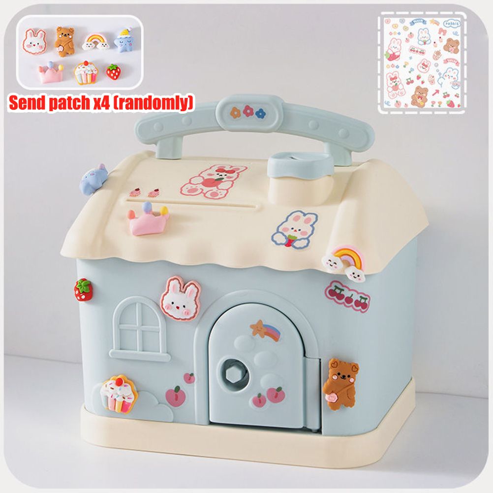 Cartoon House Piggy Bank with 3D Sticker DIY Storage Money Box for Kids Adults Savings Coins Banknotes Box Gift
