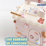 Cartoon House Piggy Bank with 3D Sticker DIY Storage Money Box for Kids Adults Savings Coins Banknotes Box Gift
