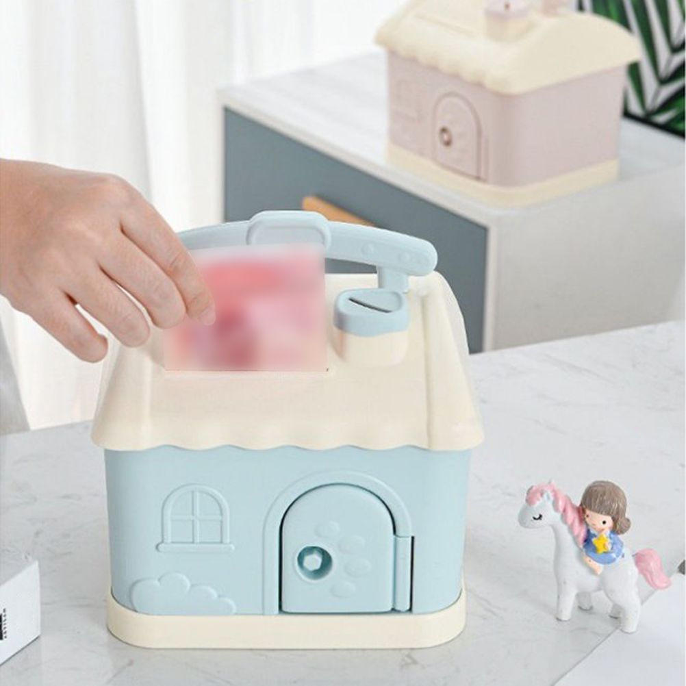 Cartoon House Piggy Bank with 3D Sticker DIY Storage Money Box for Kids Adults Savings Coins Banknotes Box Gift