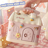 Cartoon House Piggy Bank with 3D Sticker DIY Storage Money Box for Kids Adults Savings Coins Banknotes Box Gift