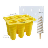 6 Cavity Carambola Silicone Ice Cream Mold with Lid DIY Ice Lolly Mold Popsicle Ice Mould
