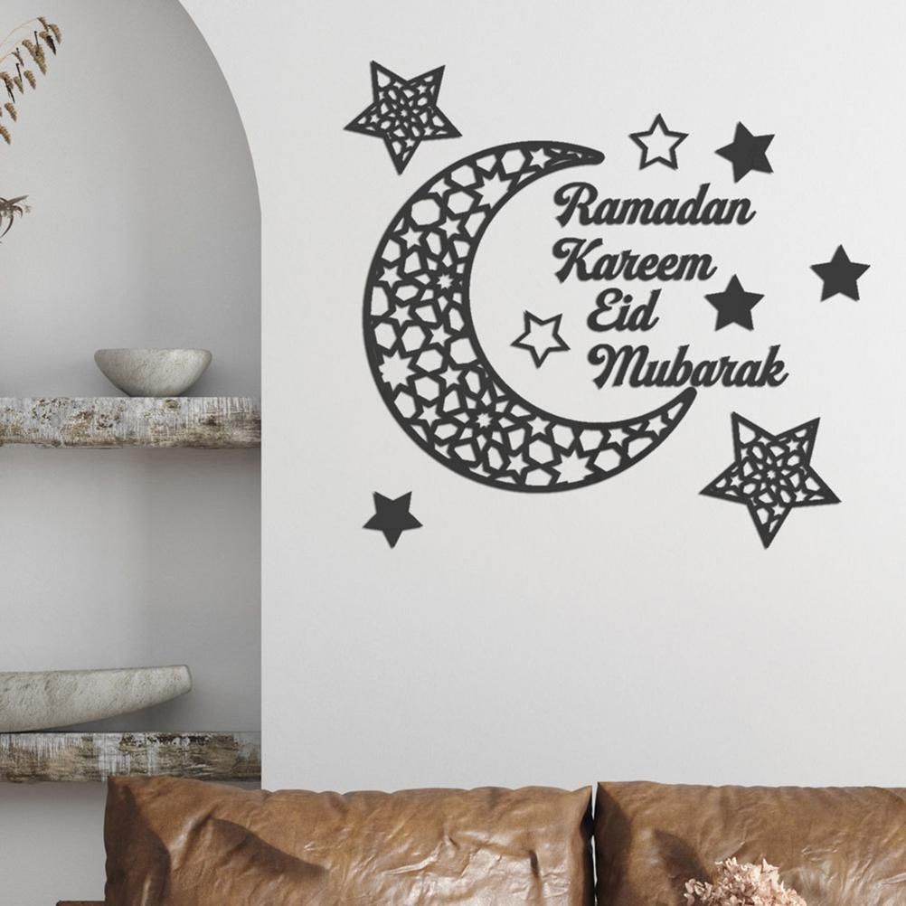 Ramadan Crescent Acrylic Mirror Sticker 3D Self Adhesive Wall Sticker for Doors Windows Closets