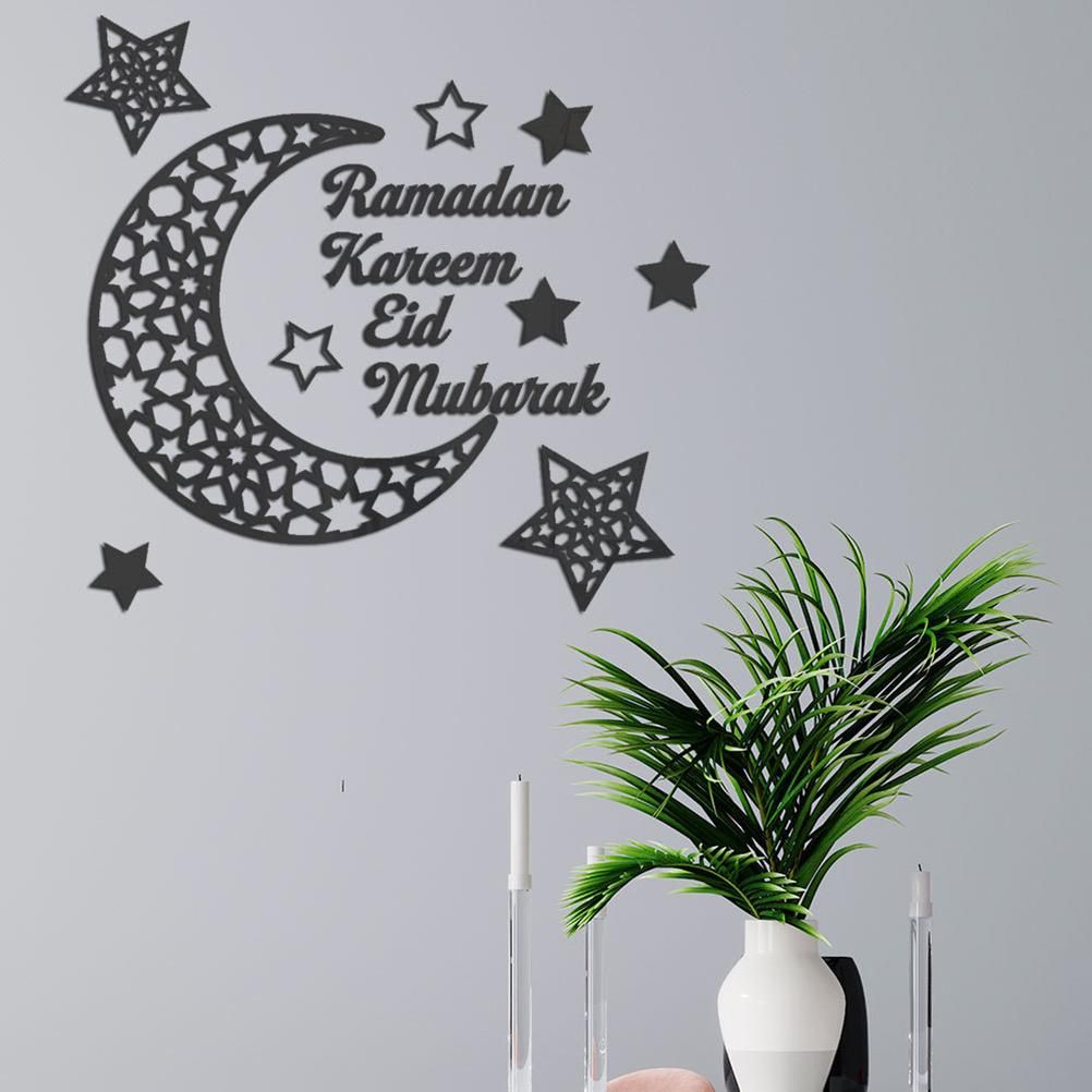 Ramadan Crescent Acrylic Mirror Sticker 3D Self Adhesive Wall Sticker for Doors Windows Closets