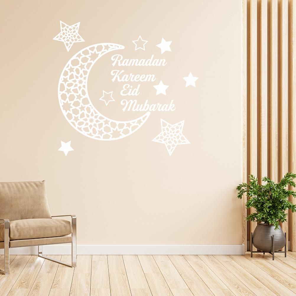 Ramadan Crescent Acrylic Mirror Sticker 3D Self Adhesive Wall Sticker for Doors Windows Closets