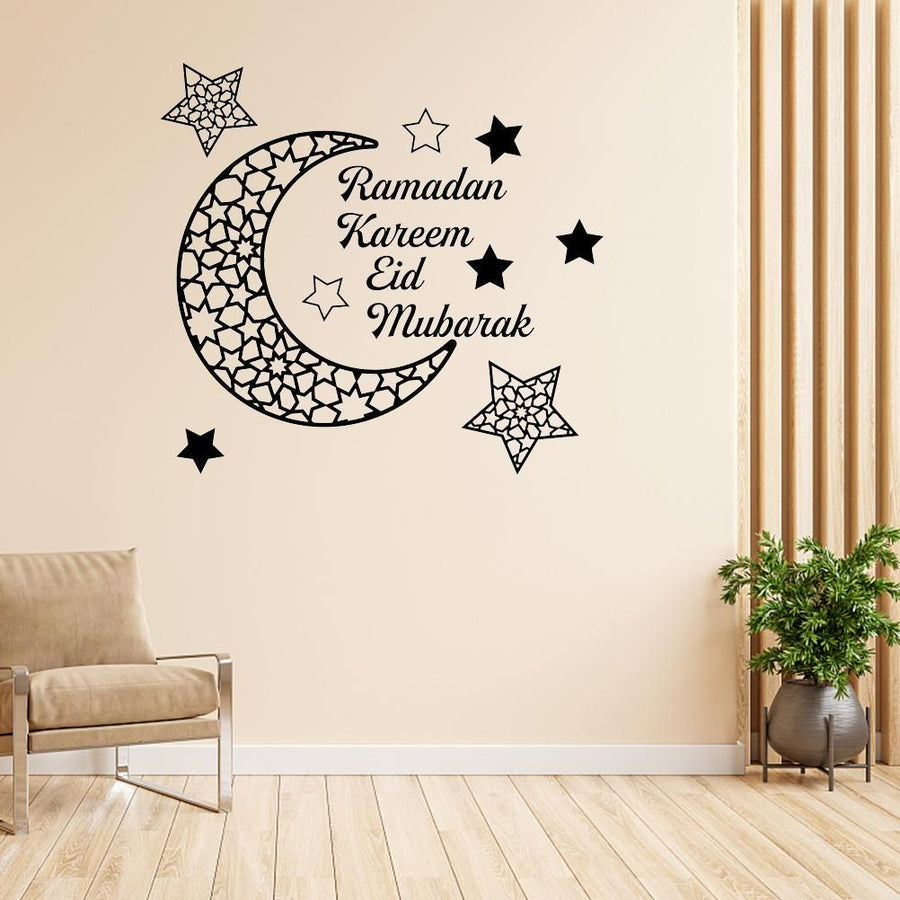 Ramadan Crescent Acrylic Mirror Sticker 3D Self Adhesive Wall Sticker for Doors Windows Closets