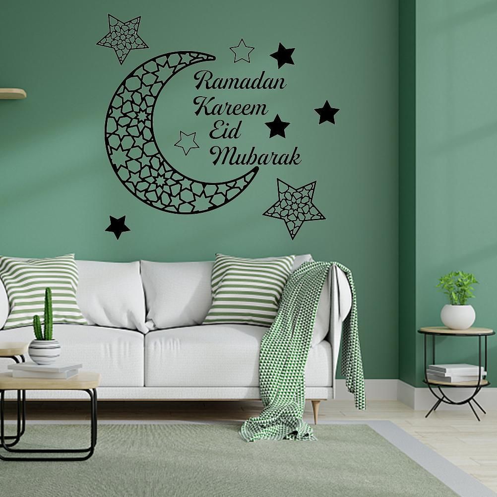 Ramadan Crescent Acrylic Mirror Sticker 3D Self Adhesive Wall Sticker for Doors Windows Closets