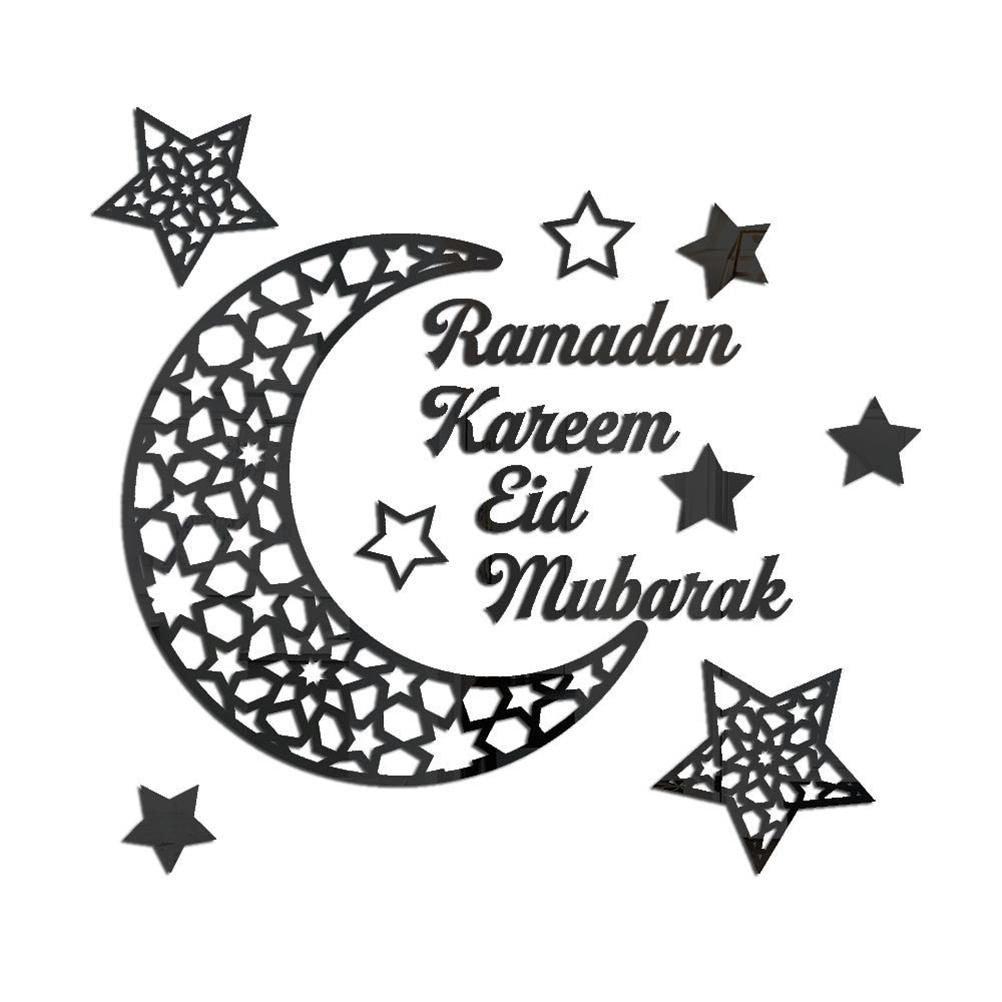 Ramadan Crescent Acrylic Mirror Sticker 3D Self Adhesive Wall Sticker for Doors Windows Closets