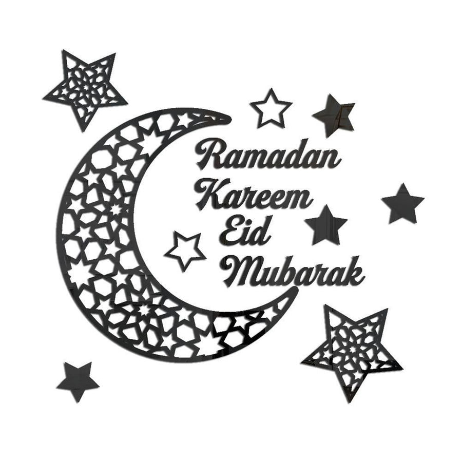 Ramadan Crescent Acrylic Mirror Sticker 3D Self Adhesive Wall Sticker for Doors Windows Closets