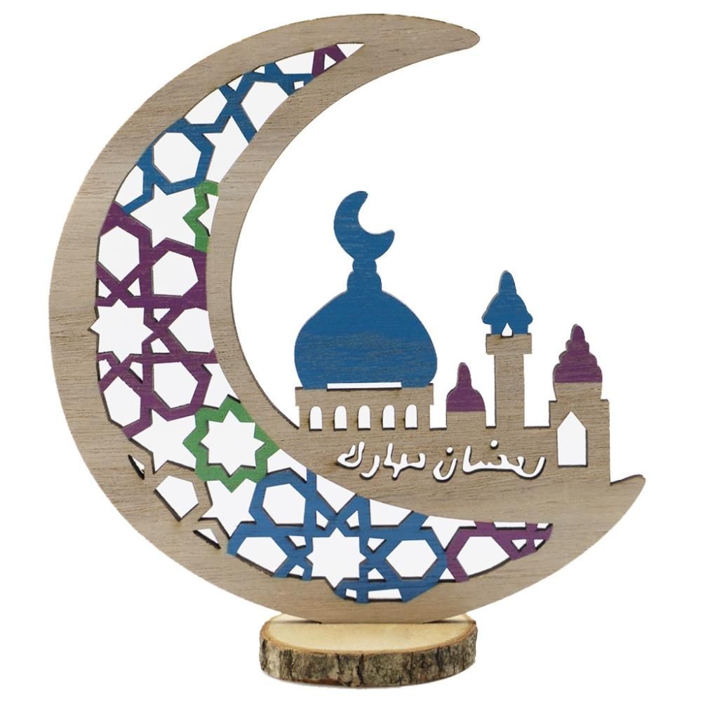 Wooden Eid Decoration Wood Hollow Carfts Ornament for Islam Muslim Festival Ramadan Mubarak Party