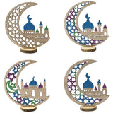 Wooden Eid Decoration Wood Hollow Carfts Ornament for Islam Muslim Festival Ramadan Mubarak Party - Low Angle