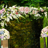 Artificial Peony Flower Swag Wedding Arch Flowers Artificial Floral Swag Decorative Swag for Lintel Wedding Arch Front Door Decor - Close-Up Angle