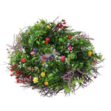 Spring Wildflowers Wreath for Front Door Dried Flower Artificial Wreath Hanging for Home Mall Wedding Decoration - Front View