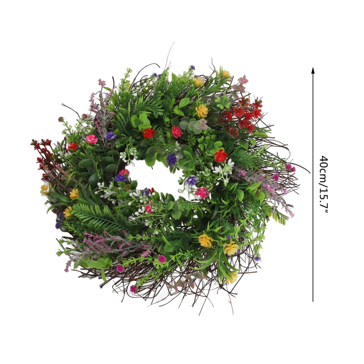 Spring Wildflowers Wreath for Front Door Dried Flower Artificial Wreath Hanging for Home Mall Wedding Decoration