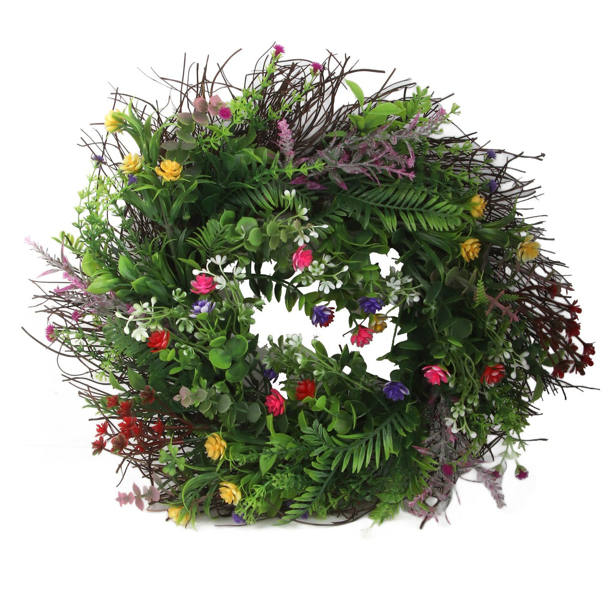 Spring Wildflowers Wreath for Front Door Dried Flower Artificial Wreath Hanging for Home Mall Wedding Decoration