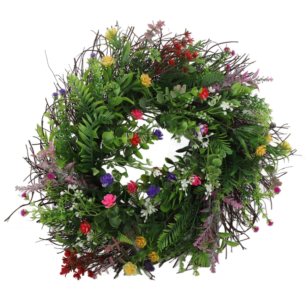 Spring Wildflowers Wreath for Front Door Dried Flower Artificial Wreath Hanging for Home Mall Wedding Decoration